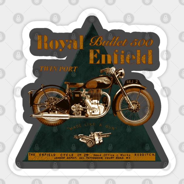 The Legendary Royal Enfield Bullet 500 Twin Port by MotorManiac Sticker by MotorManiac